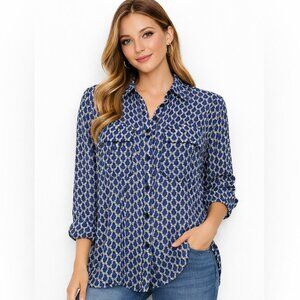 New Nexx Butterfly Navy and White Patterned Women's Top size M